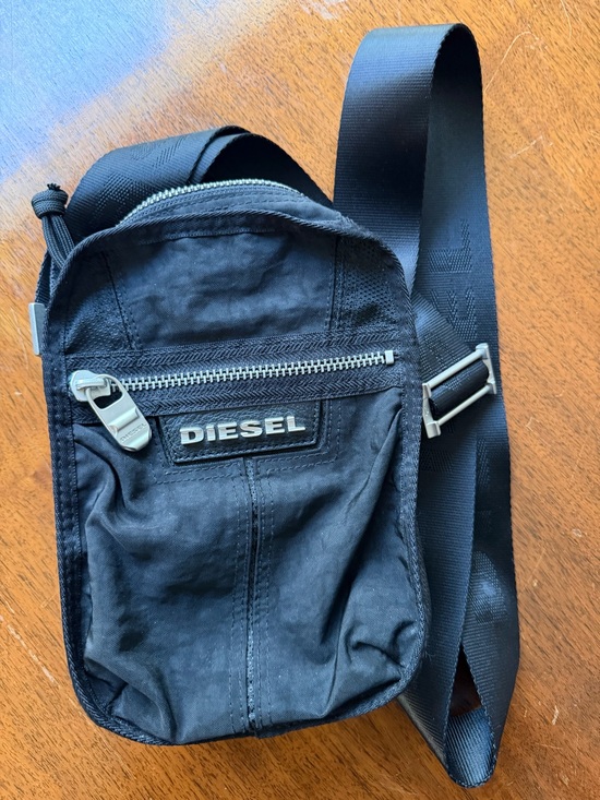 Diesel Other - Rare Vintage DIESEL Black Nylon Sling Bag with Silver Hardware